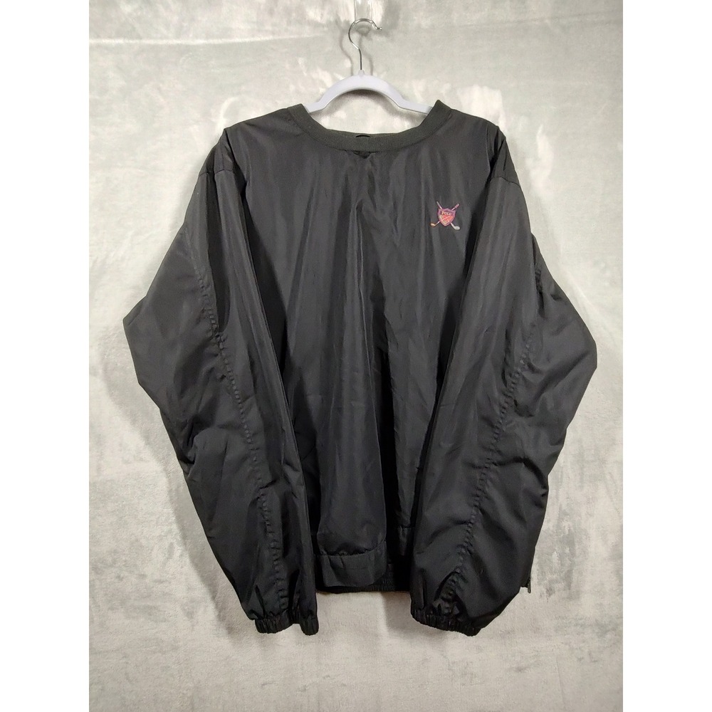 Polo Golf Ralph Lauren Mens V-Neck Windbreaker Pullover Black Large Mesh Lined